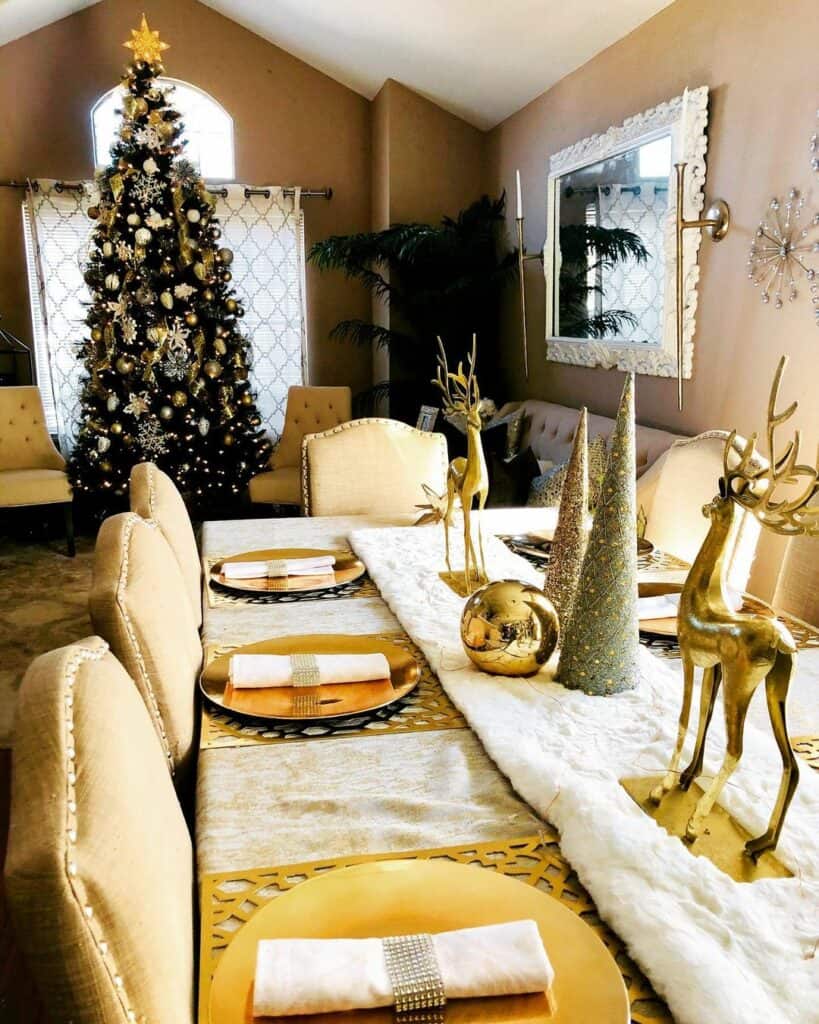 Metallic Dining Room Christmas Decor