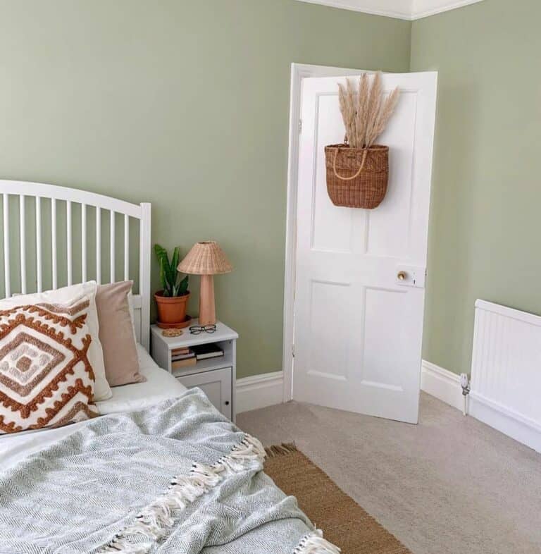 Pale Green Walls With White Trim