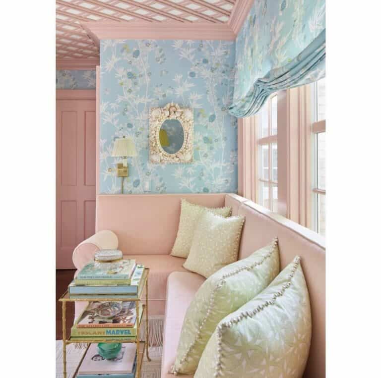 Pink Lattice Ceiling and Matching Crown Molding
