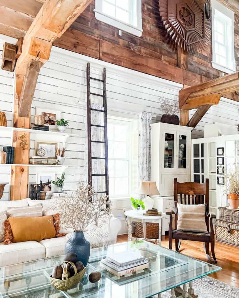 Rustic High Ceiling Living Room Ideas