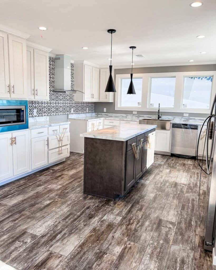 Rustic Kitchen With Modern Tile Backsplash