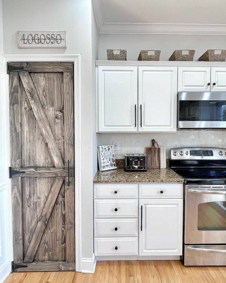 Rustic Pantry Door With Farmhouse Hinges