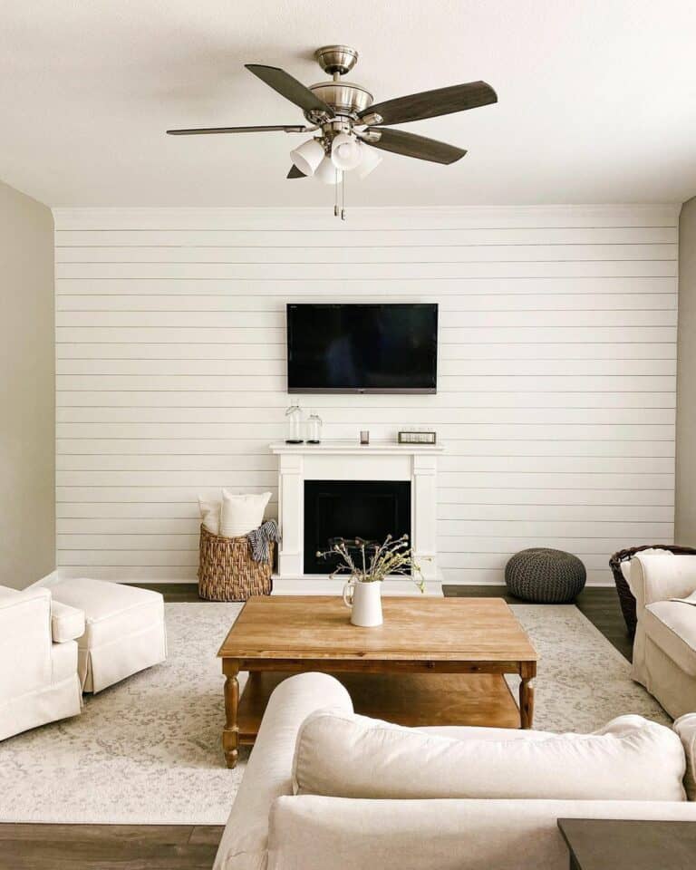 Shiplap Feature Wall With Beige Accents