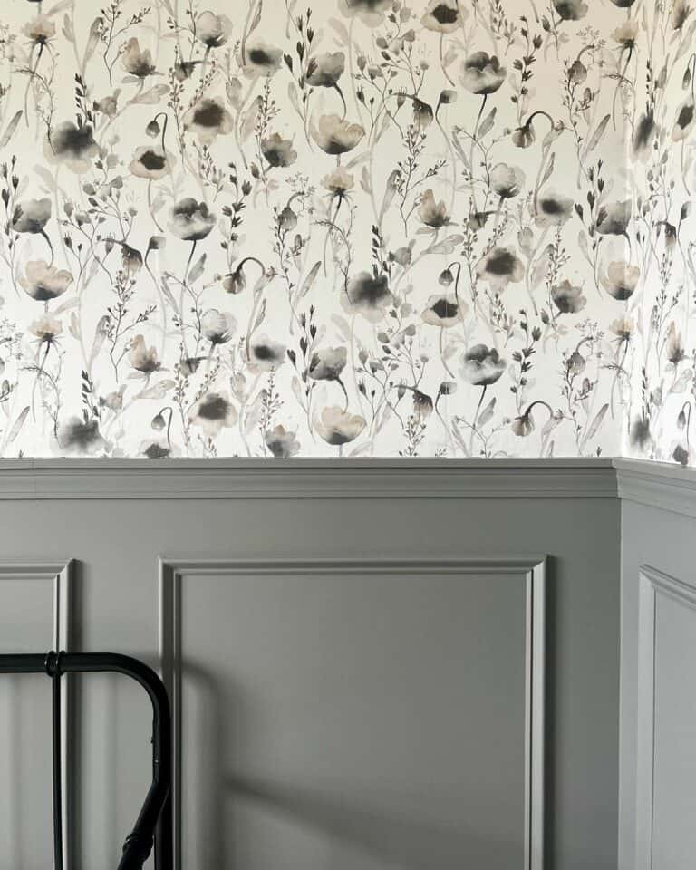 Silhouette Florals and Gray Wainscoting