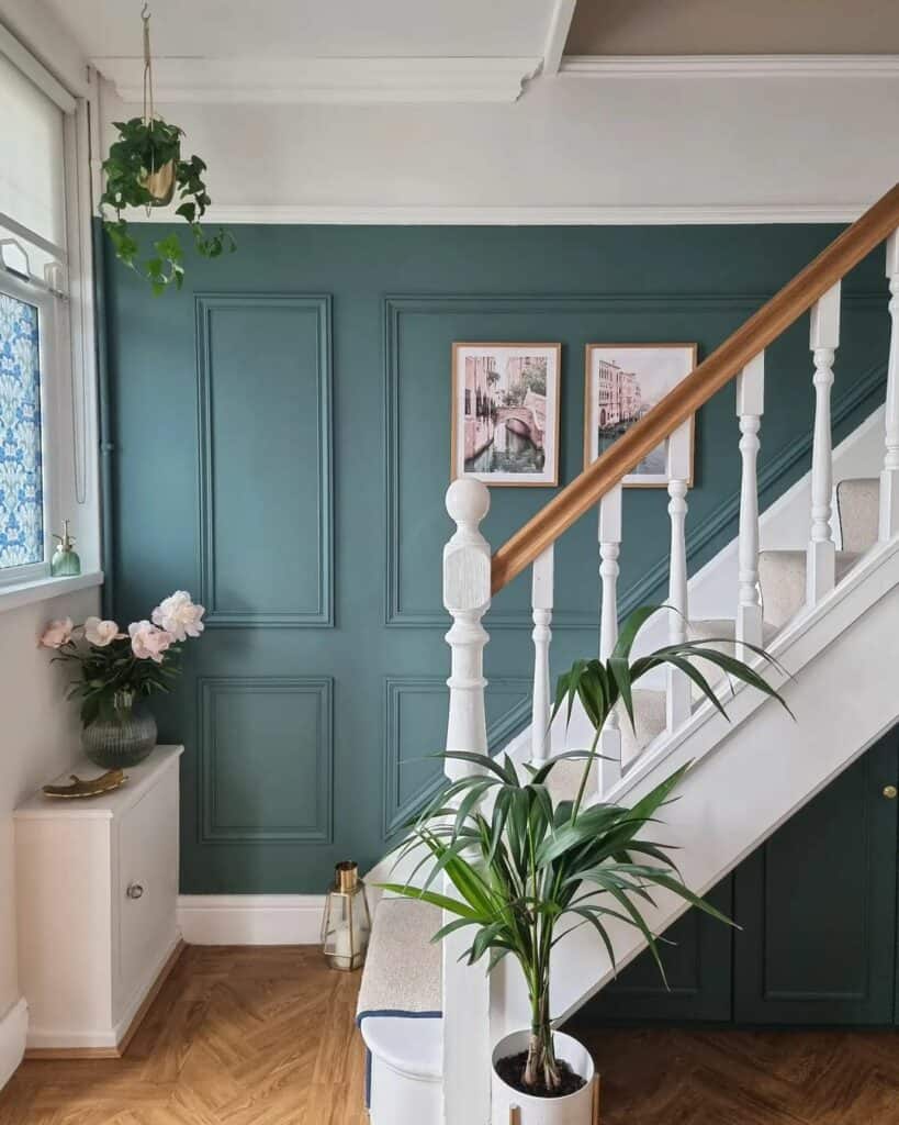 Teal and Wood Staircase