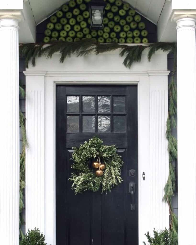 Traditional Front Entrance Decked for the Holidays