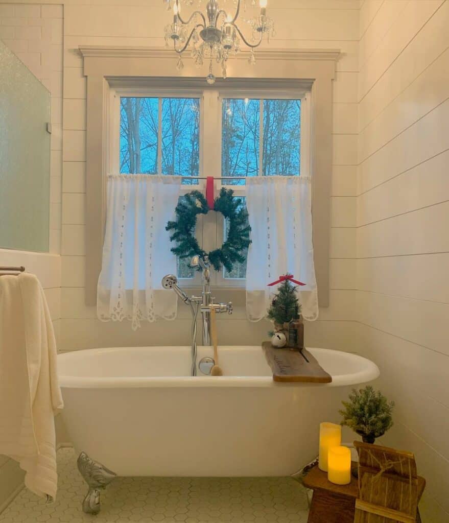 Traditional Seasonal Decor Surrounds a Clawfoot Bathtub Soul & Lane