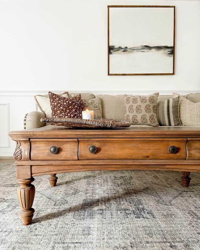 Vintage Coffee Table With Side Drawers