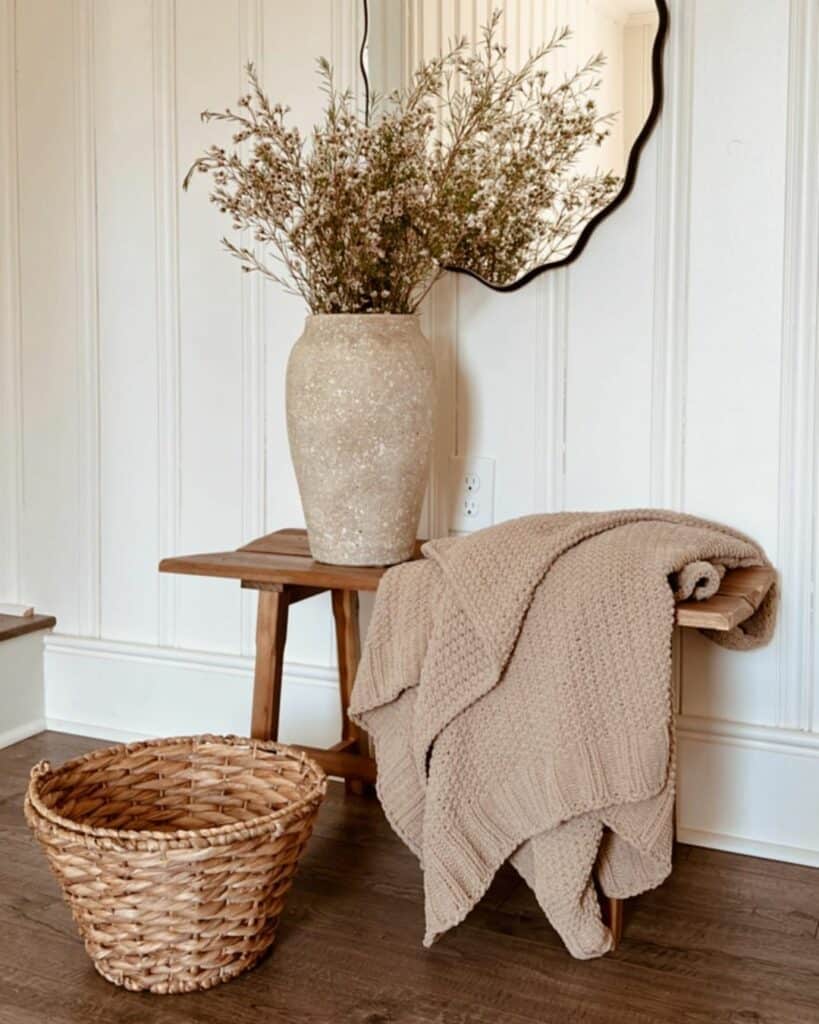 Warm Wood Flooring and Dainty Wall Panels