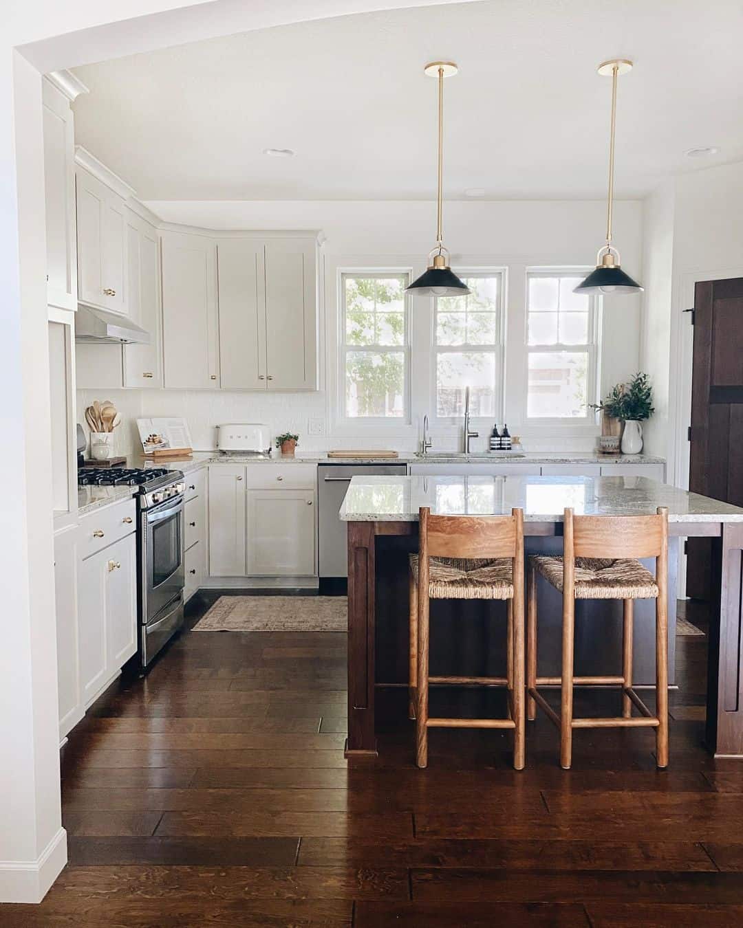 White Cabinets With Chocolate Brown Wood - Soul & Lane