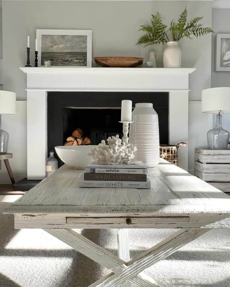 White Decor in Modern Cottage Living Room