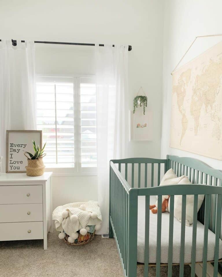 White Nursery With Sage Green Crib