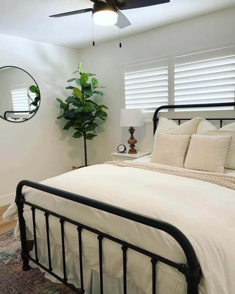 White Shutters Over the Bed