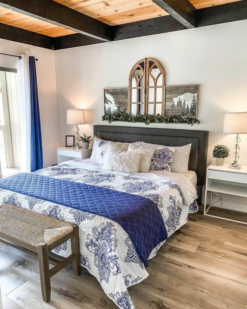 Wood Ceiling Enhances a Vintage Bedroom