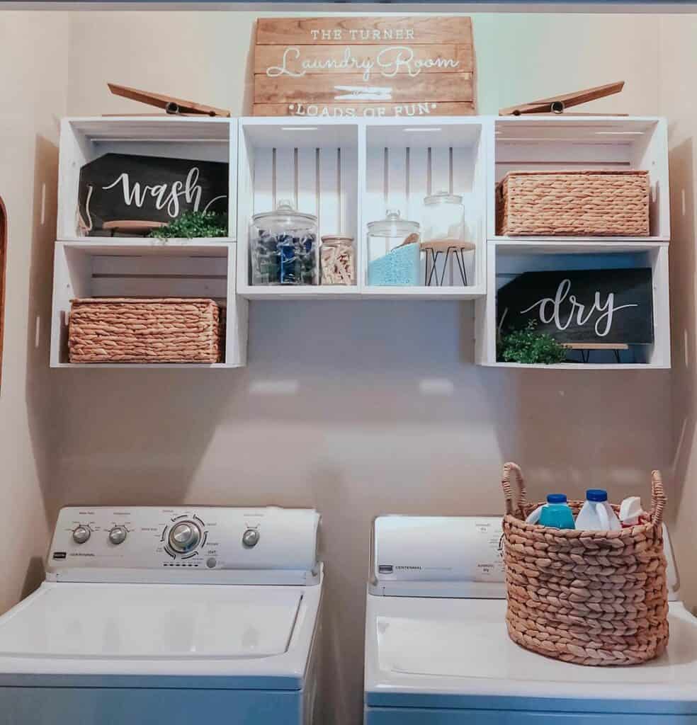 Wooden Crates Transformed Into Shelving