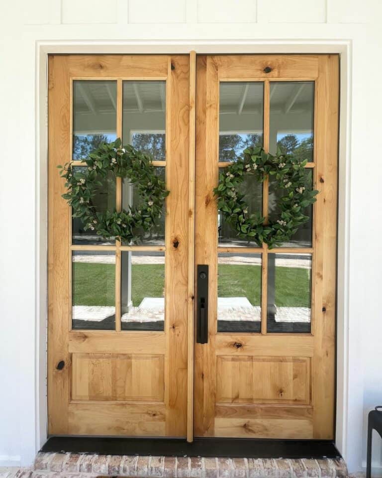 Wreaths on Double Front Doors
