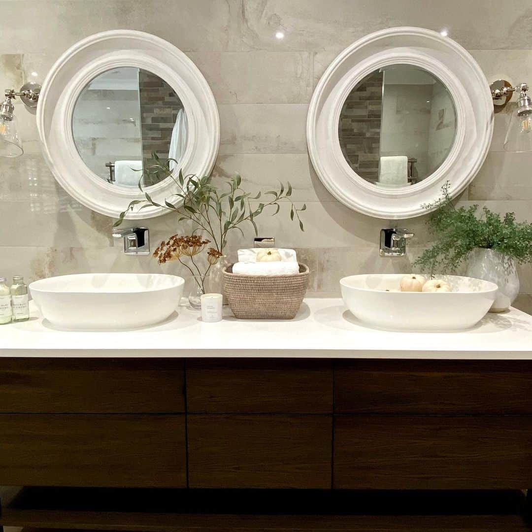 Circular Bathroom Mirrors With Swing Arm Sconces Soul & Lane