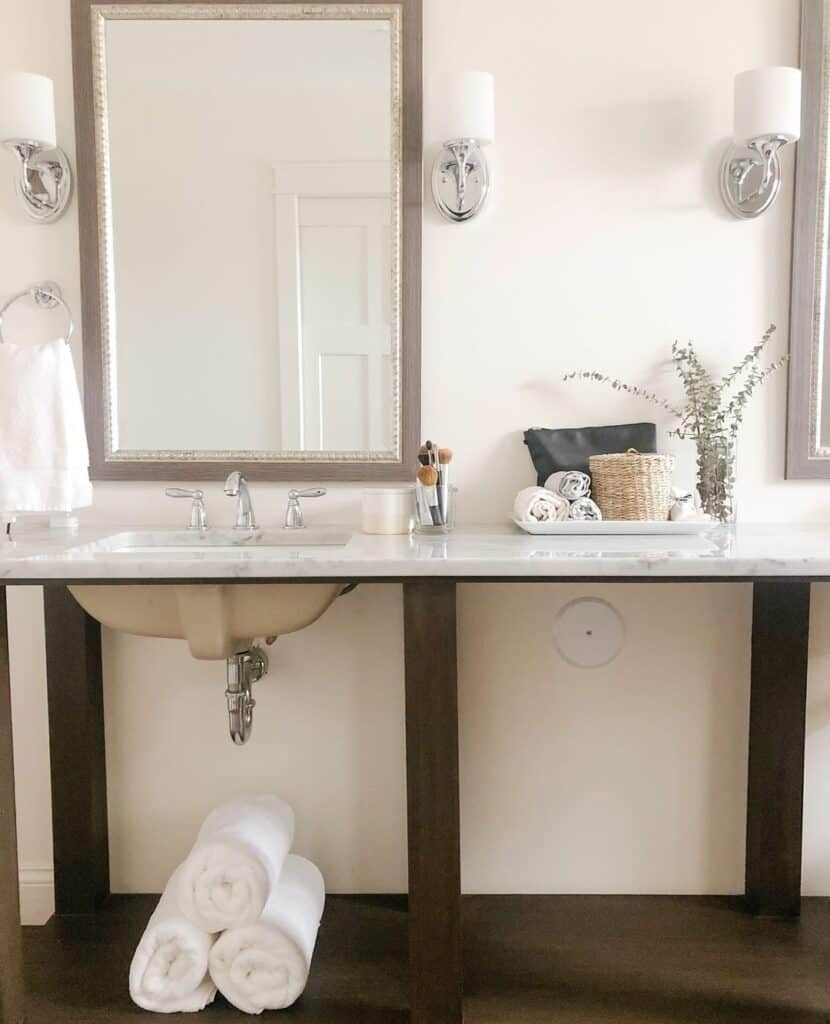 Double Vanity With Four Sconces