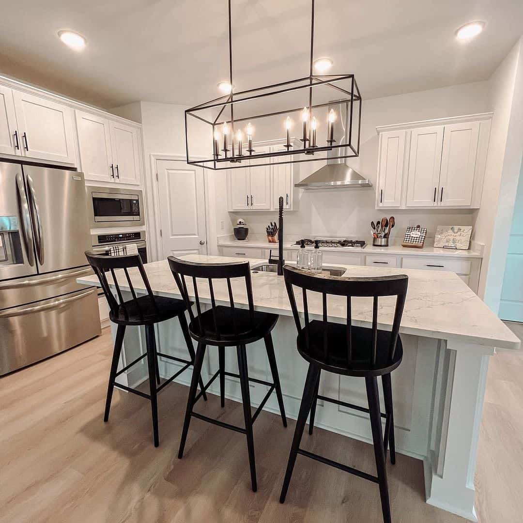Kitchen Island With Three Black Chairs - Soul & Lane