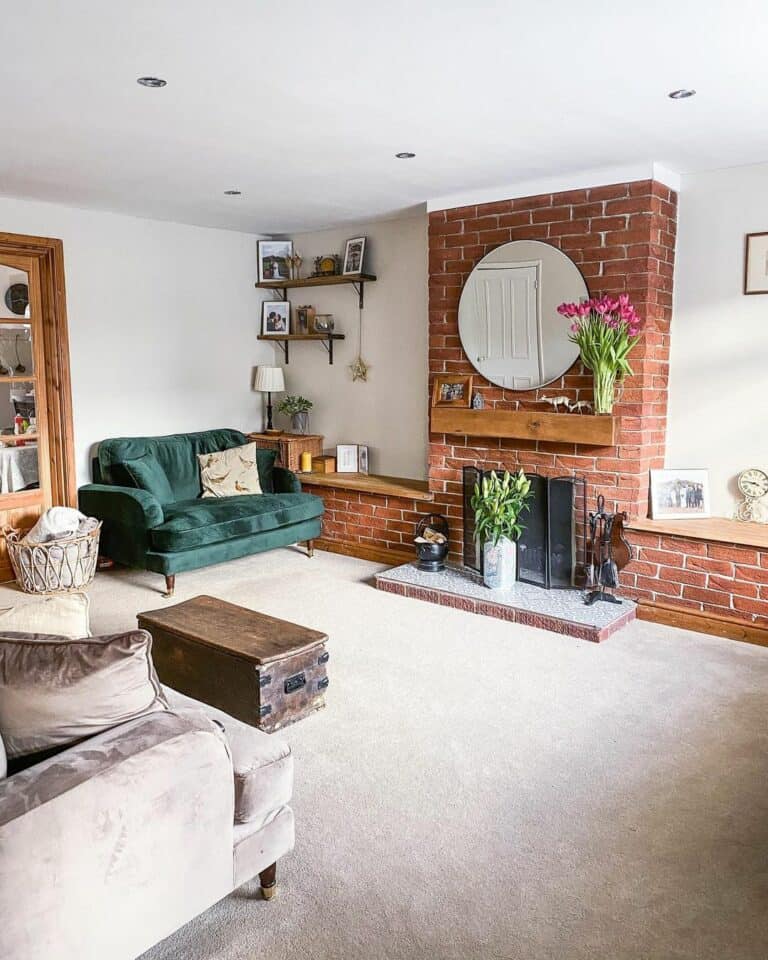 Mirror Replacement Above Brick Fireplace