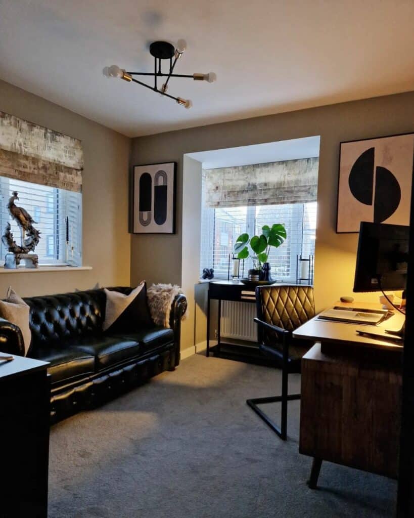 Bold Artwork Enhances a Home Office Design