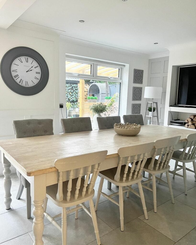 Crisp Dining Room Design With Tile Floors - Soul & Lane