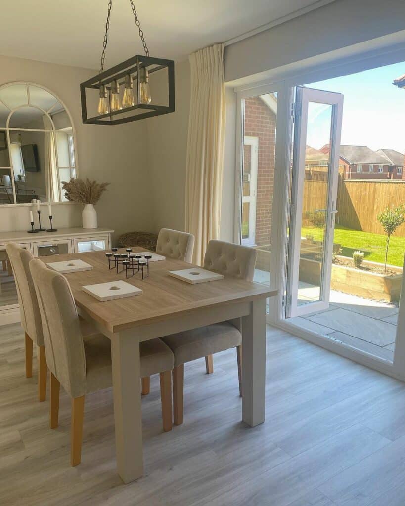 Neutral Dining Room Without a Rug