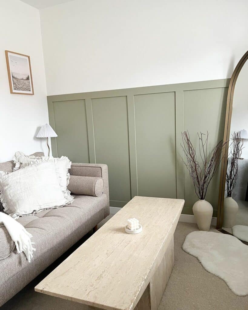 Painted Wainscoting Softens White Walls