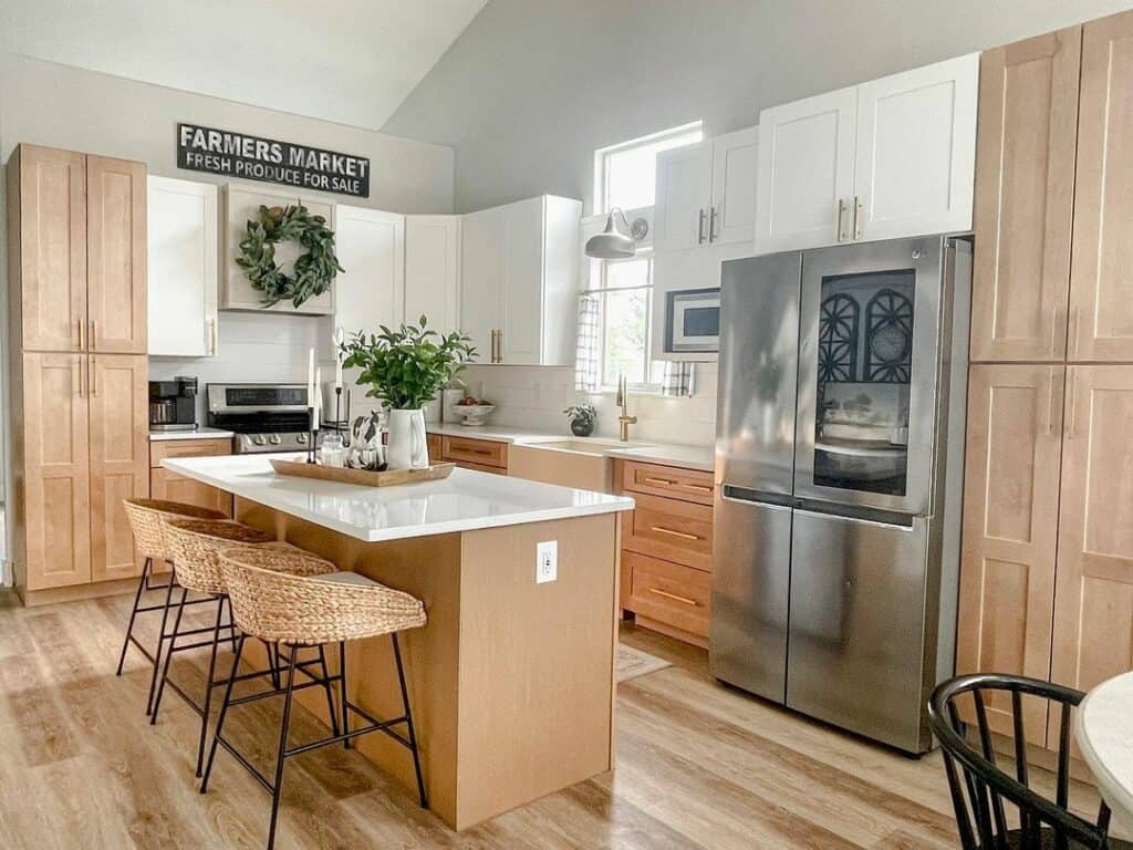Wood and White in Vaulted Kitchen
