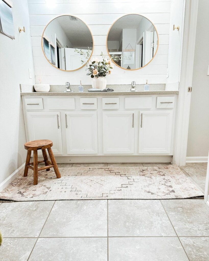 Bright Vanity Lights and White Walls