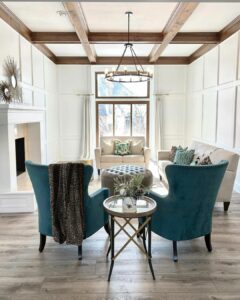 Wood Window Trim and Matching Ceiling Beams