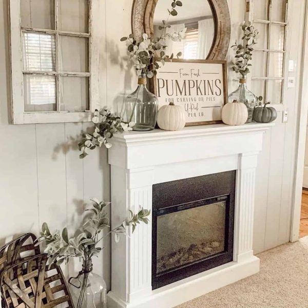 farmhouse decor above fireplace