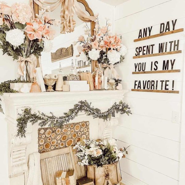 farmhouse decor above fireplace