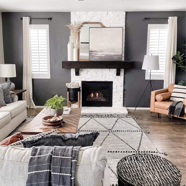 farmhouse decor above fireplace