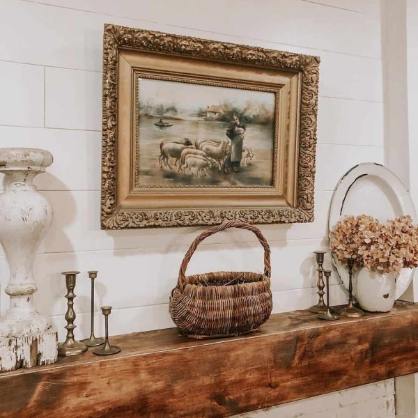 farmhouse decor above fireplace